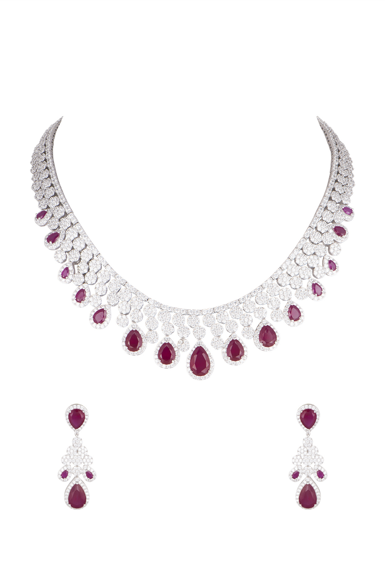 maroon stone necklace set