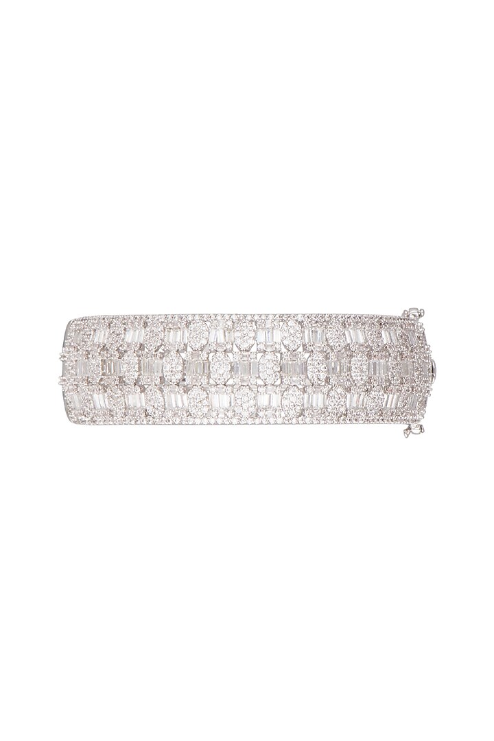 White Finish Faux Diamonds Kada Bracelet by Aster at Pernia's Pop Up Shop