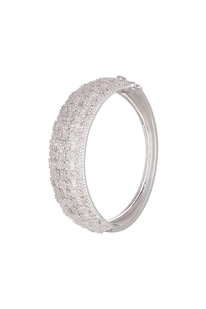 White Finish Faux Diamonds Kada Bracelet by Aster at Pernia's Pop Up Shop