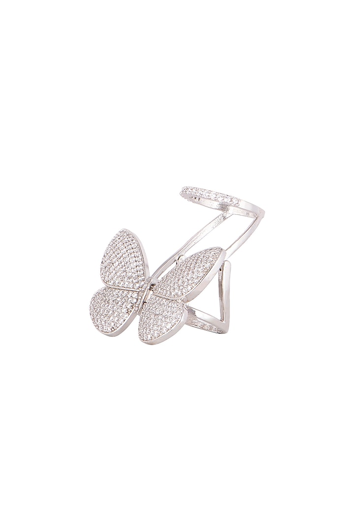 White Finish Diamond Butterfly Ring by Aster at Pernia's Pop Up Shop