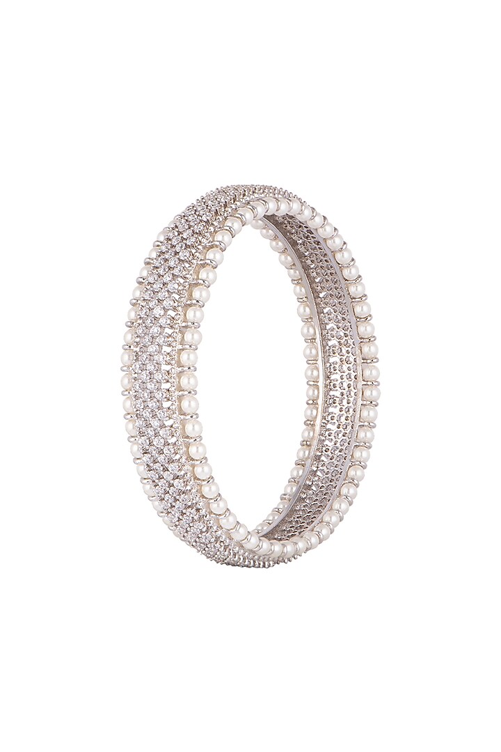 White Finish Faux Pearl Bangles by Aster at Pernia's Pop Up Shop