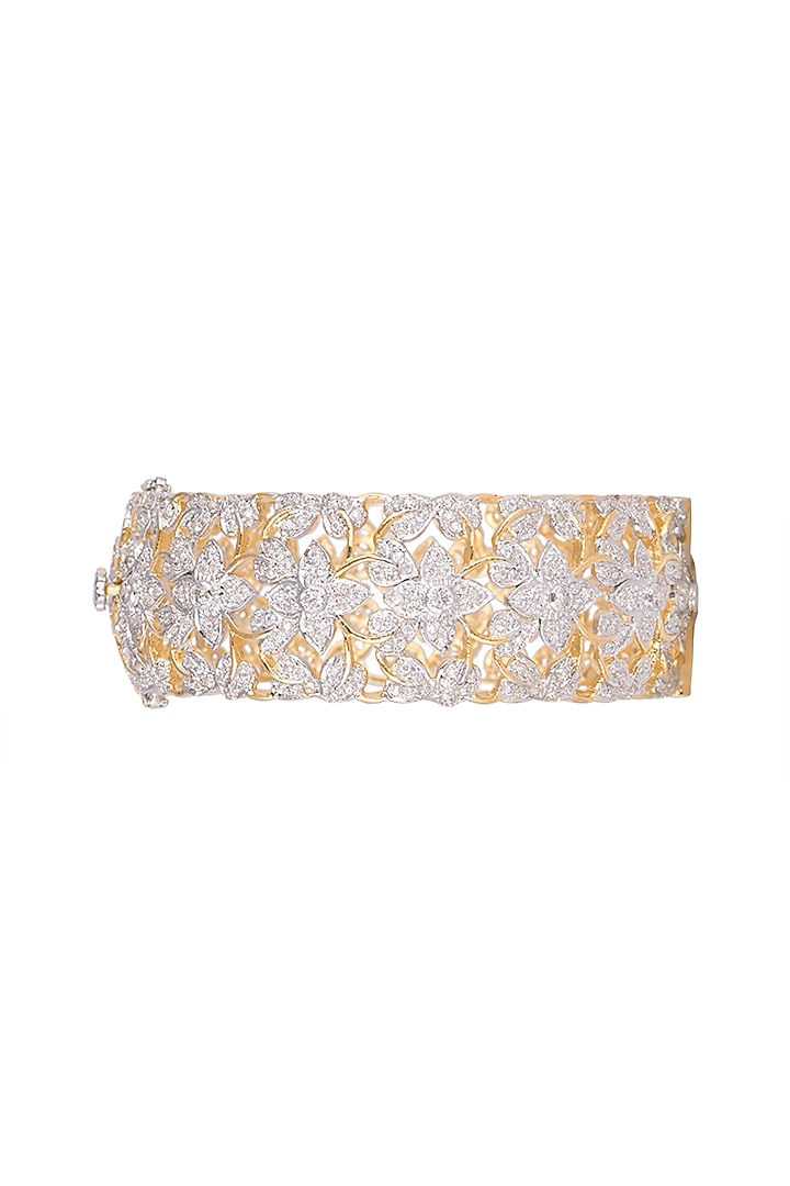 Gold Finish Pearl Floral Bangle by Aster at Pernia's Pop Up Shop
