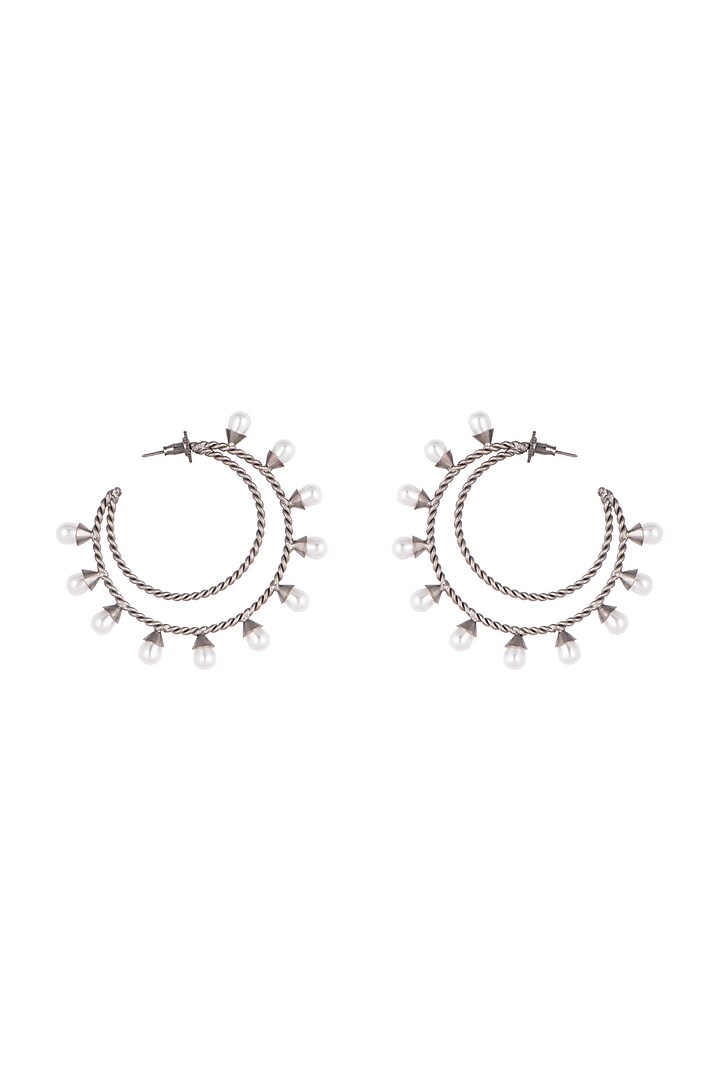 Black Rhodium Finish Hoop Earrings by Aster at Pernia's Pop Up Shop