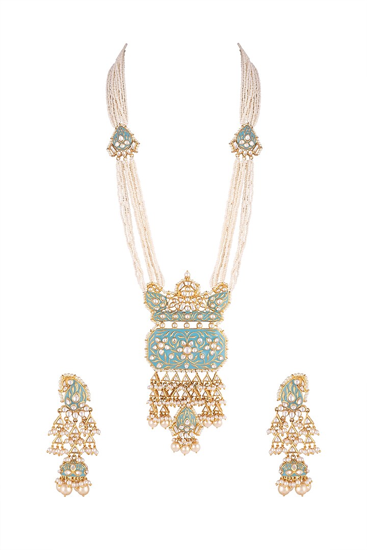 Gold Plated Meenakari Necklace Set by Aster at Pernia's Pop Up Shop