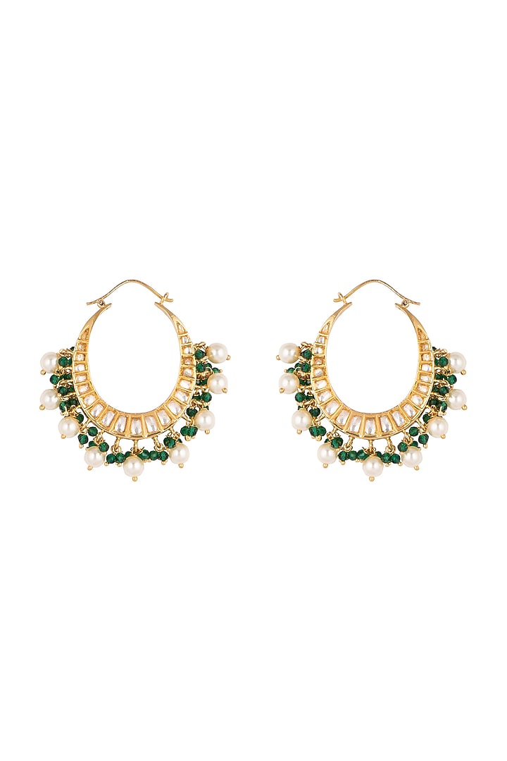 Gold Plated Pearl Bali Earrings by Aster at Pernia's Pop Up Shop
