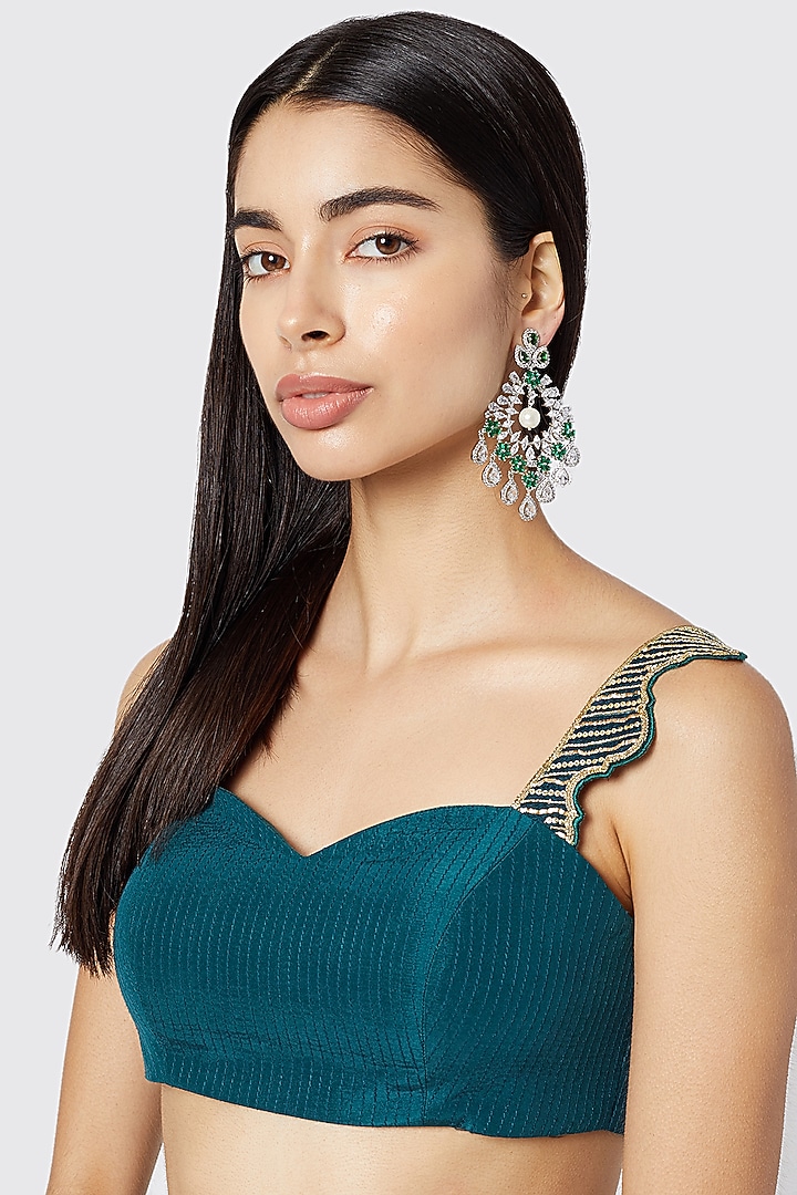 White Finish Diamonds Chandelier Earrings by Aster at Pernia's Pop Up Shop