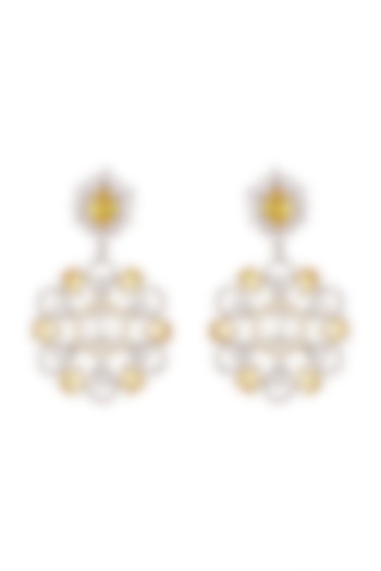 White Finish Diamond Earrings by Aster