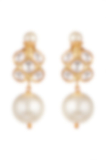 Gold Finish Kundan Earrings by Aster