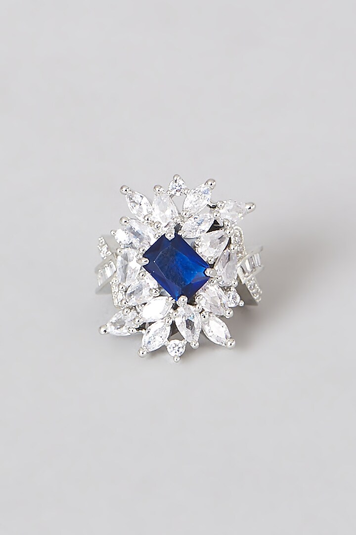White Finish Faux Diamond Ring by Aster at Pernia's Pop Up Shop