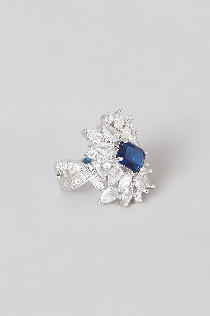White Finish Faux Diamond Ring by Aster at Pernia's Pop Up Shop