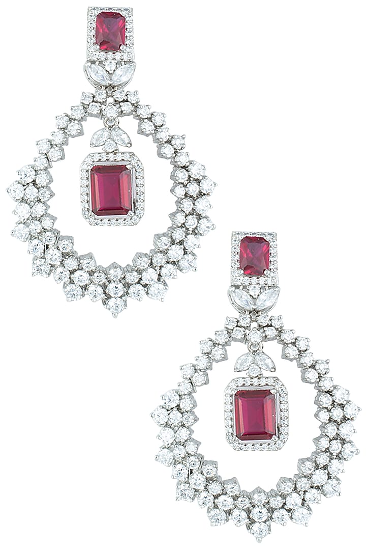 Silver plated faux diamonds and ruby earrings available only at Pernia's Pop Up Shop.