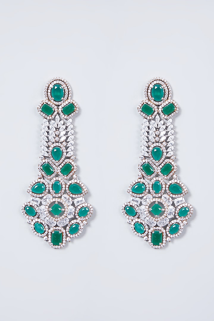 White & Rose Gold Finish Diamond Earrings by Aster at Pernia's Pop Up Shop
