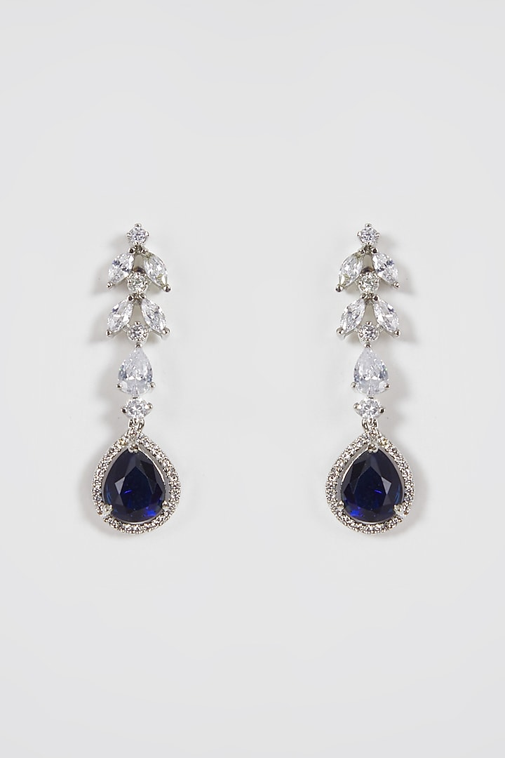 White Finish Blue Stone & Zircon Necklace Set by Aster at Pernia's Pop Up Shop
