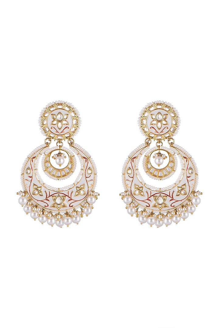 Gold Finish Meenakari Chandbali Earrings by Aster at Pernia's Pop Up Shop