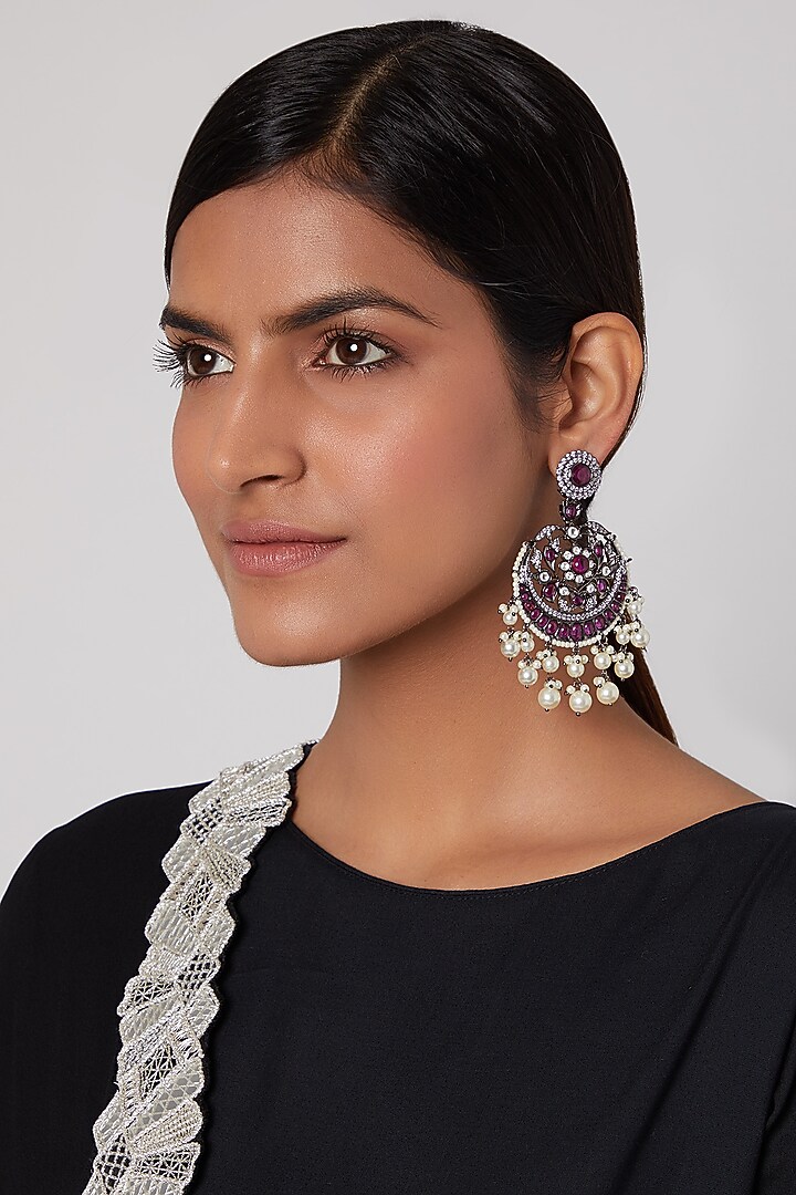 Black Rhodium Finish Diamond Earrings by Aster at Pernia's Pop Up Shop