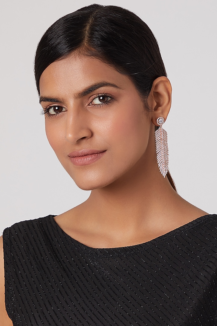 Rose Gold Finish Diamond Earrings by Aster at Pernia's Pop Up Shop