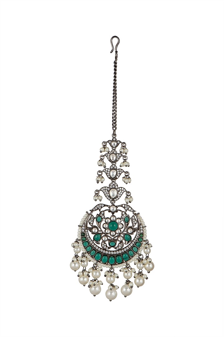 Black Rhodium Finish Diamond Maang Tikka by Aster at Pernia's Pop Up Shop