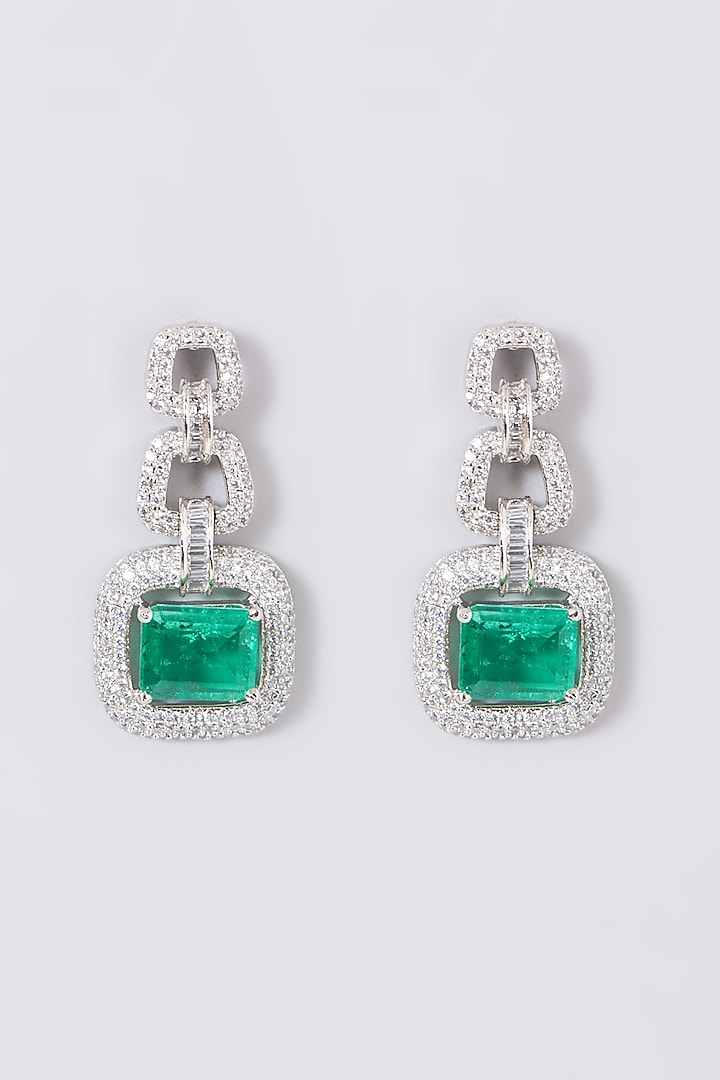 White Finish Green Stone & Zircon Necklace Set by Aster at Pernia's Pop Up Shop