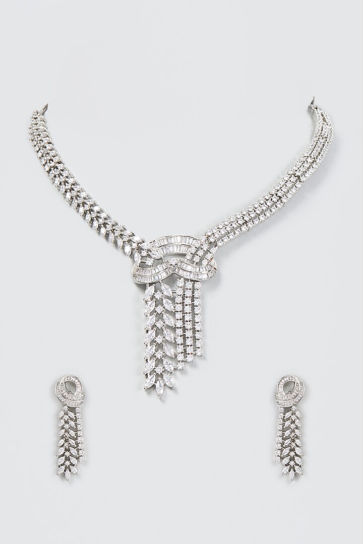 White Finish Zircon Necklace Set by Aster at Pernia's Pop Up Shop