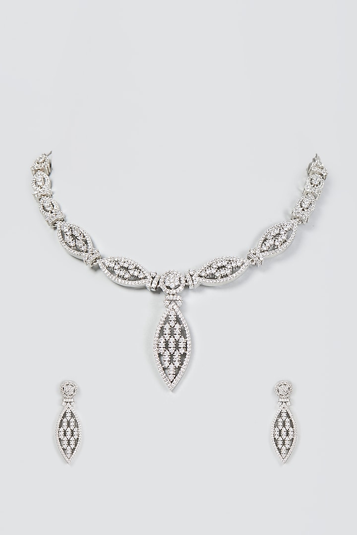 White Finish Zircon Necklace Set by Aster at Pernia's Pop Up Shop