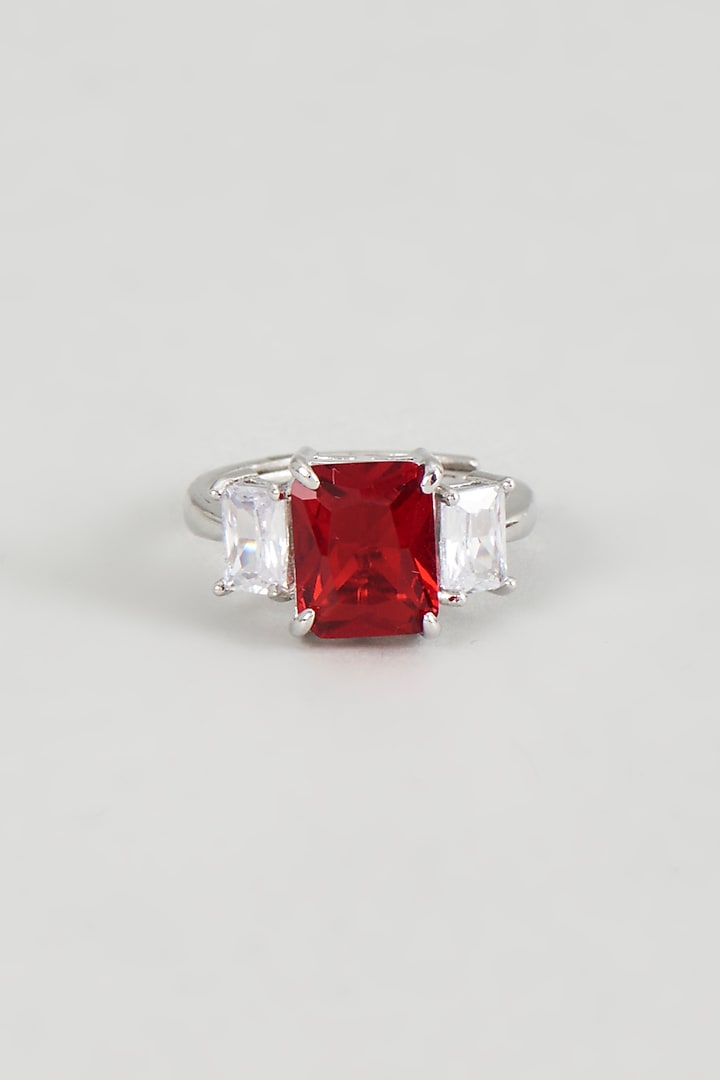 White Finish Zircon & Ruby Synthetic Ring by Aster at Pernia's Pop Up Shop