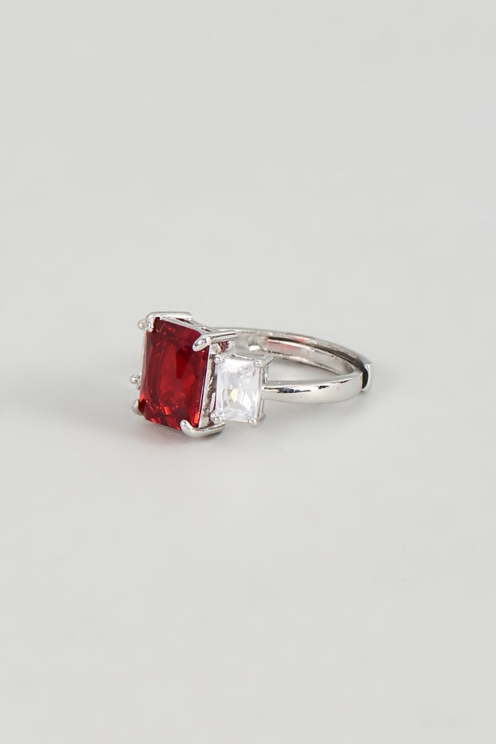 White Finish Zircon & Ruby Synthetic Ring by Aster at Pernia's Pop Up Shop