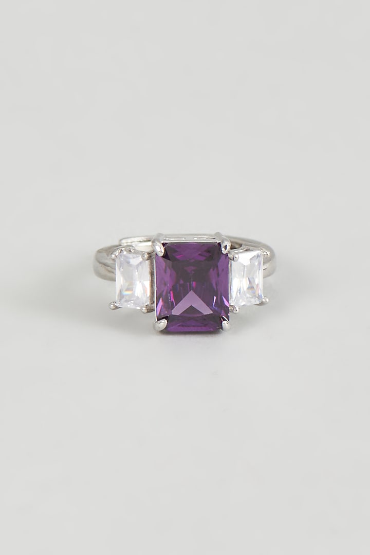 White Finish Zircon & Amethyst Synthetic Ring by Aster at Pernia's Pop Up Shop