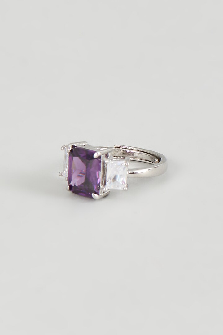 White Finish Zircon & Amethyst Synthetic Ring by Aster at Pernia's Pop Up Shop