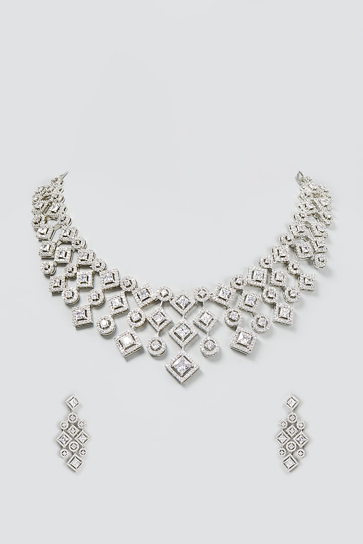 White Finish Zircon Necklace Set by Aster at Pernia's Pop Up Shop