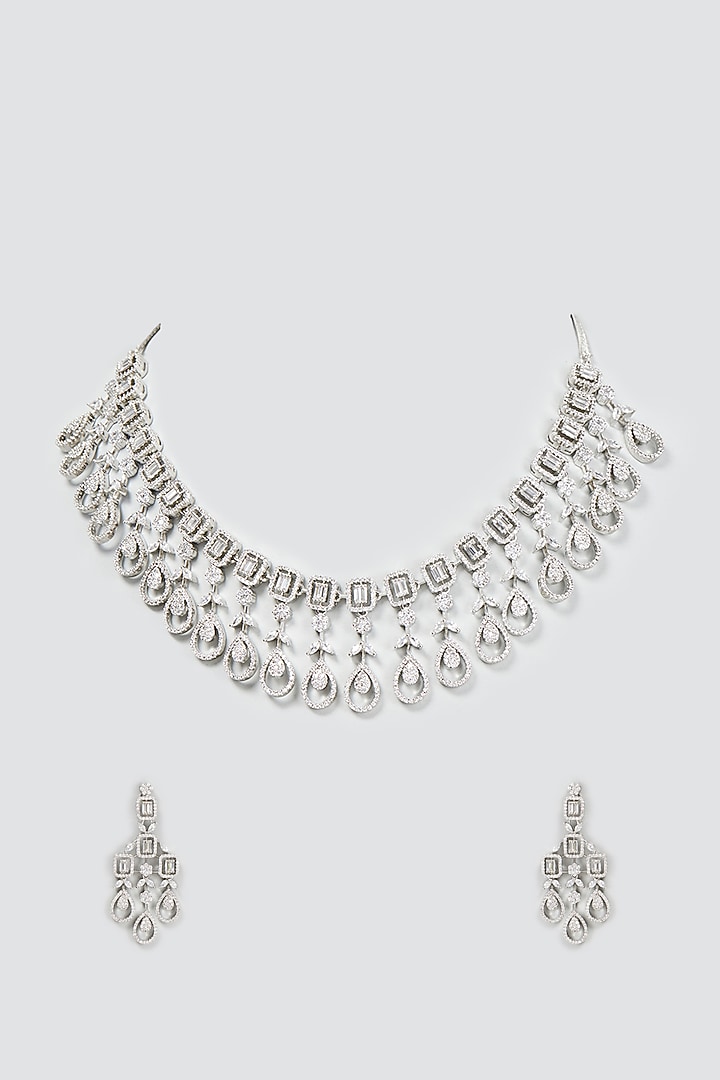 White Finish Zircon Necklace Set by Aster at Pernia's Pop Up Shop
