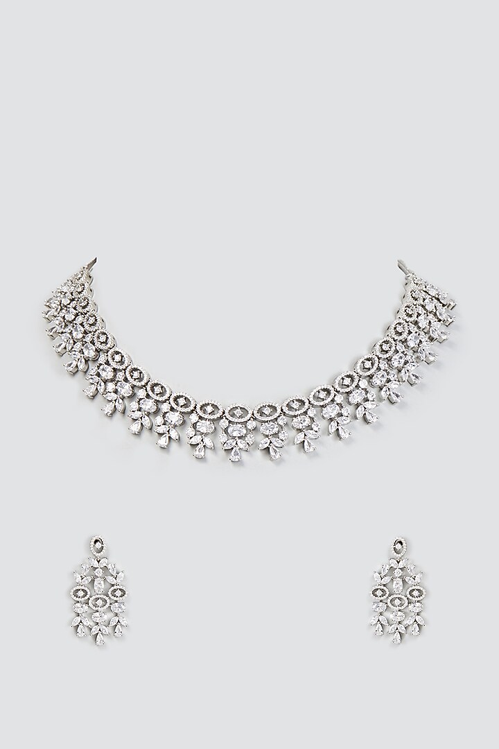White Finish Zircon Necklace Set by Aster at Pernia's Pop Up Shop