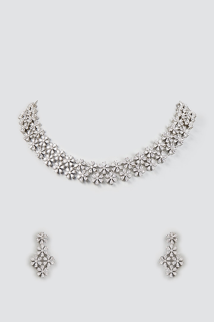 White Finish Zircon Necklace Set by Aster at Pernia's Pop Up Shop