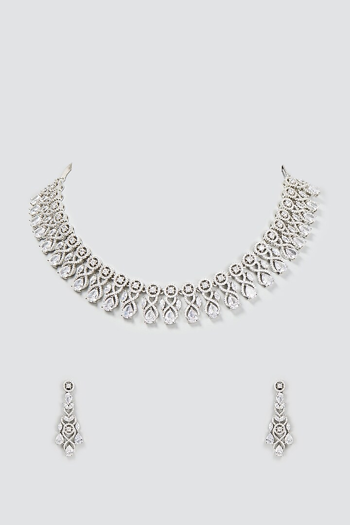 White Finish Zircon Necklace Set by Aster at Pernia's Pop Up Shop