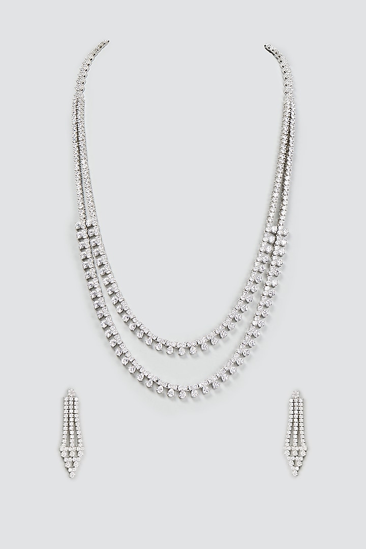 White Finish Zircon Necklace Set by Aster at Pernia's Pop Up Shop