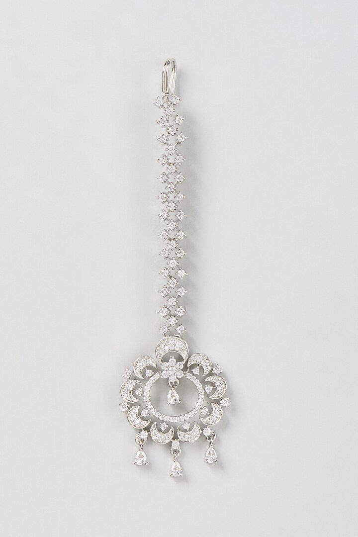 White Finish Zircon Maangtikka by Aster at Pernia's Pop Up Shop