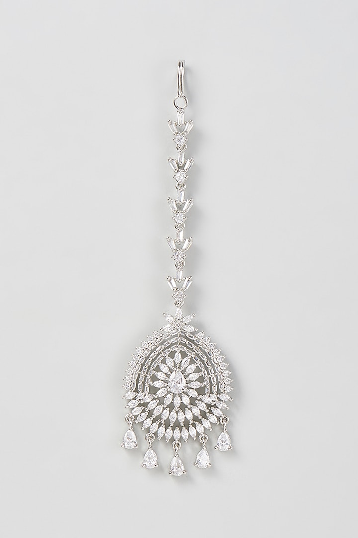 White Finish Zircon Maangtikka by Aster at Pernia's Pop Up Shop