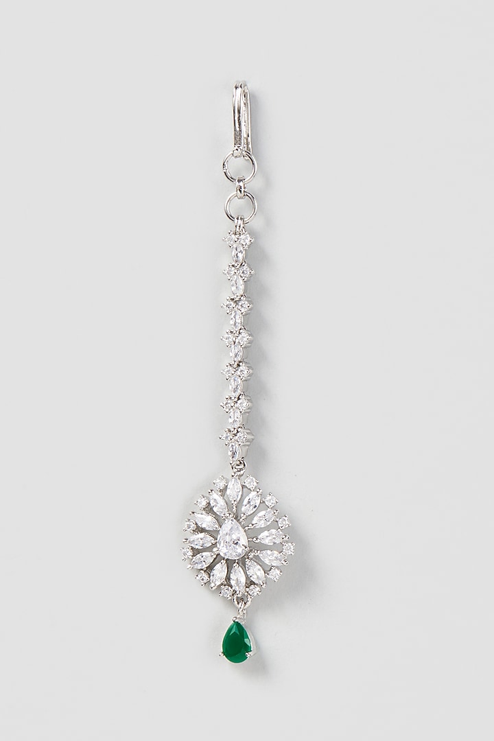 White Finish Zircon Maangtikka by Aster at Pernia's Pop Up Shop