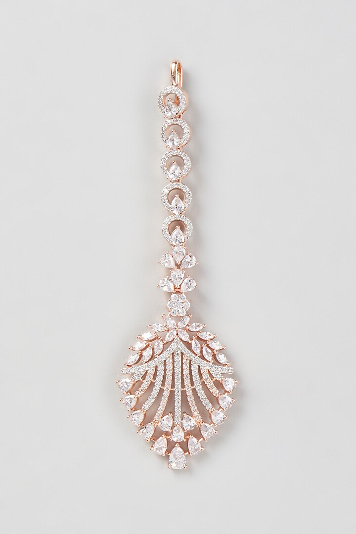 Rose Gold Finish Zircon Maangtikka by Aster at Pernia's Pop Up Shop