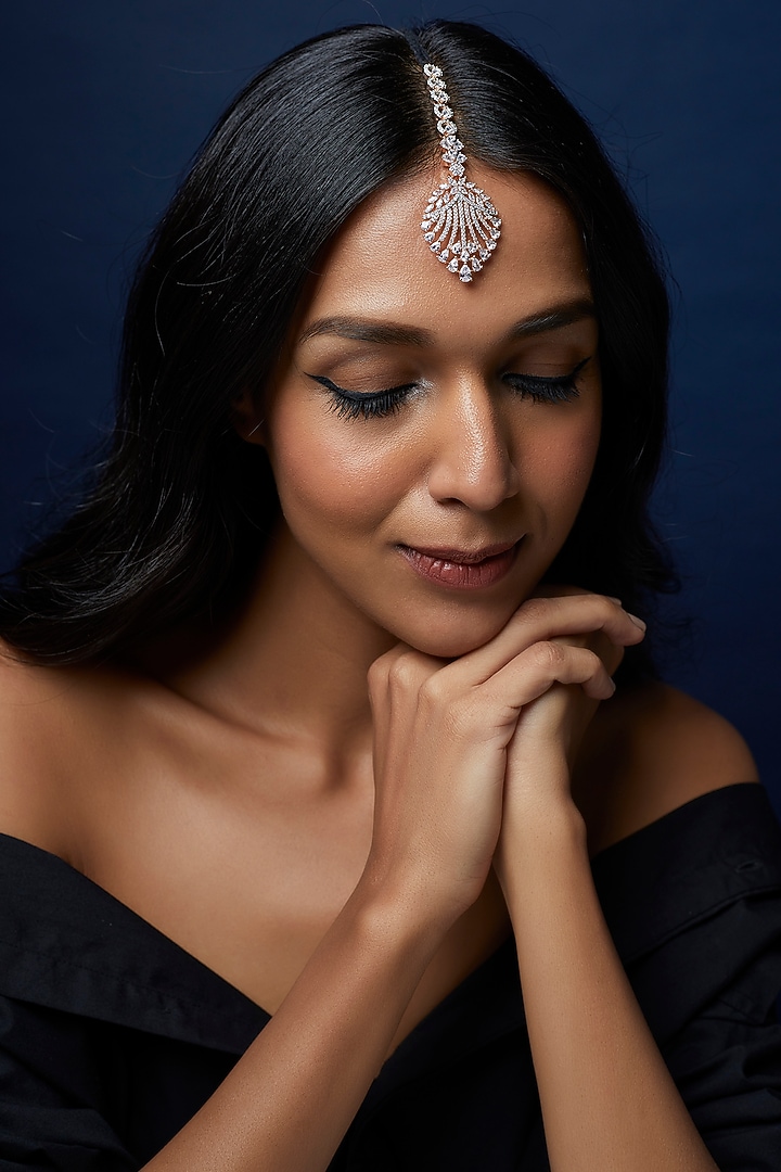 Rose Gold Finish Zircon Maangtikka by Aster at Pernia's Pop Up Shop