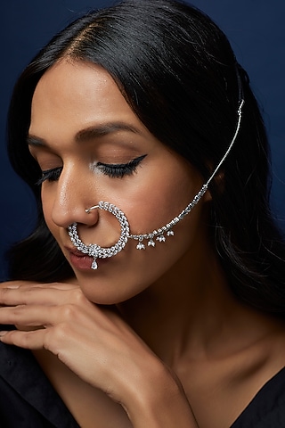 White Finish Zircon Nose Ring by Aster