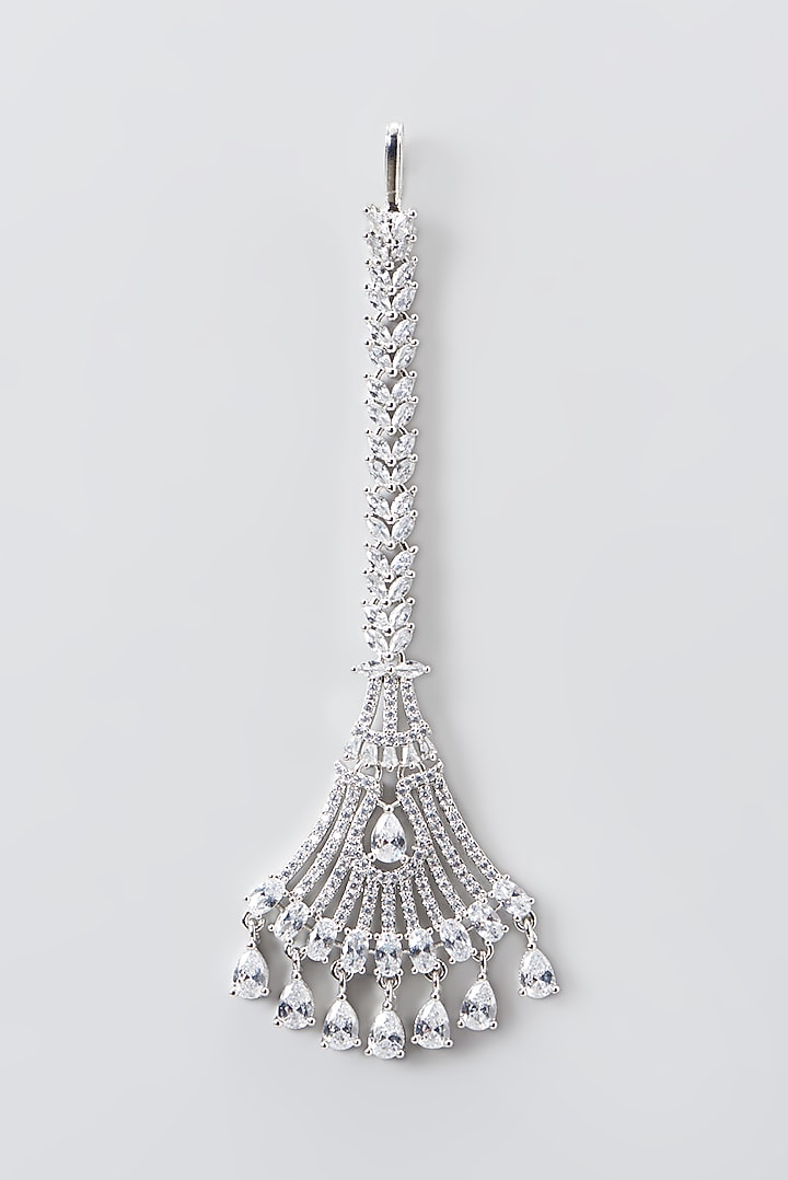 White Finish Zircon Maangtikka by Aster at Pernia's Pop Up Shop