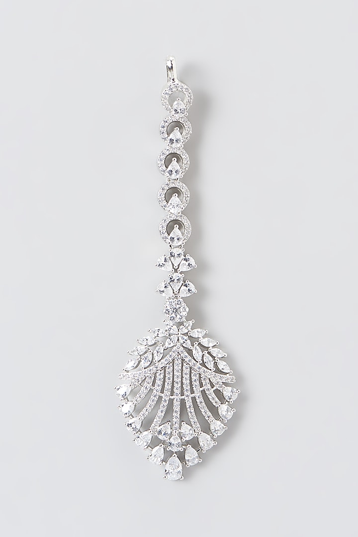 White Finish Zircon Maangtikka by Aster at Pernia's Pop Up Shop