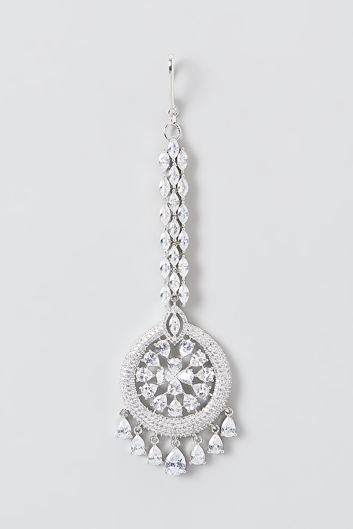 White Finish Zircon Maangtikka by Aster at Pernia's Pop Up Shop
