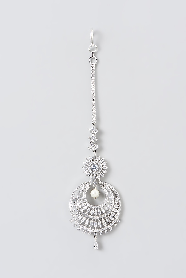 White Finish Zircon Maang Tikka by Aster at Pernia's Pop Up Shop