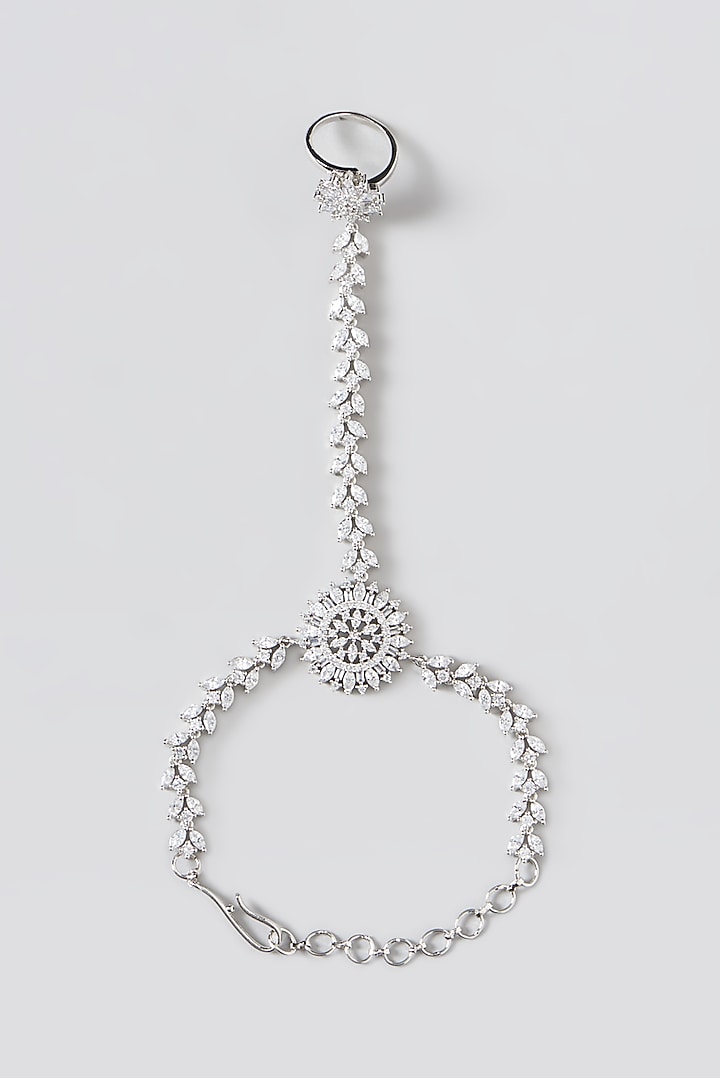 White Finish Zircon Haath Phool by Aster at Pernia's Pop Up Shop