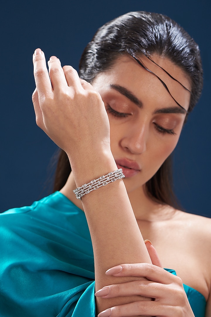 White Finish Zircon Bracelet by Aster at Pernia's Pop Up Shop