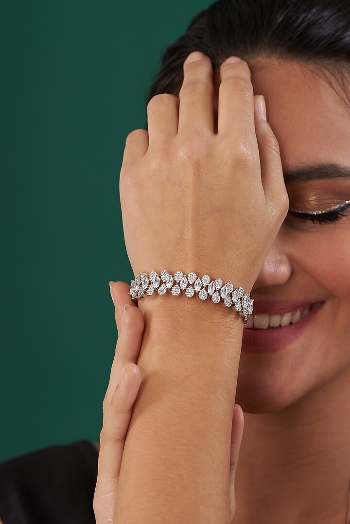 White Finish Zircon Bracelet by Aster at Pernia's Pop Up Shop