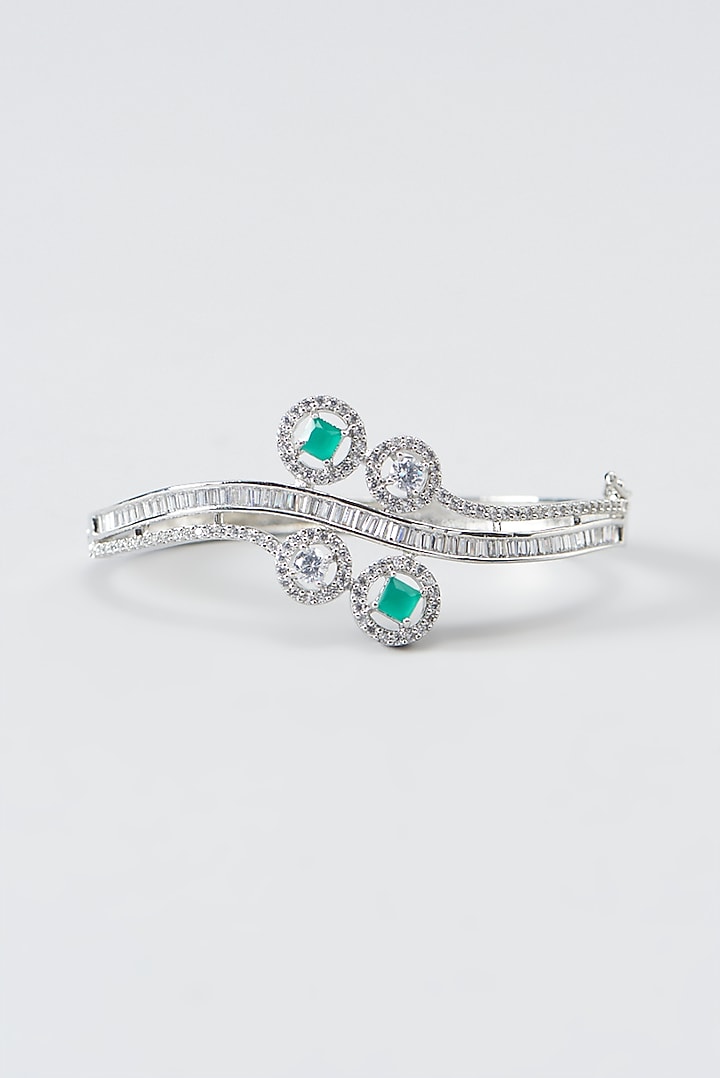 White Finish Zircon & Green Stone Bracelet by Aster at Pernia's Pop Up Shop