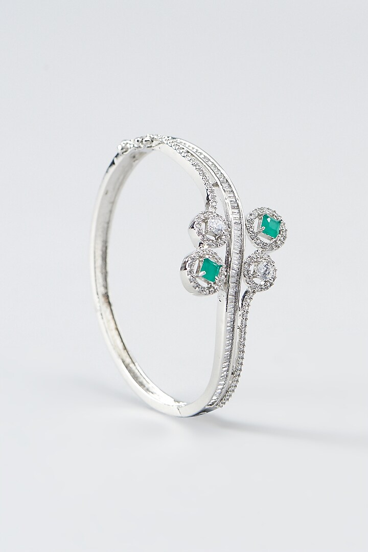 White Finish Zircon & Green Stone Bracelet by Aster at Pernia's Pop Up Shop