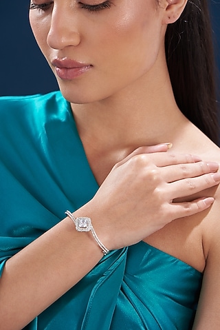 White Finish Zircon Bracelet by Aster